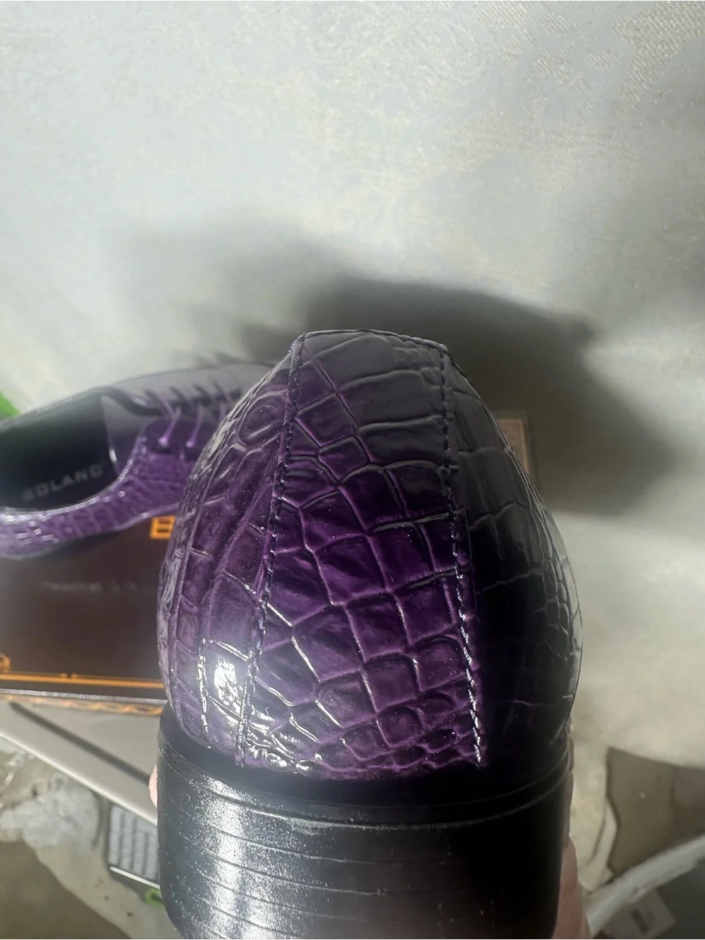 Bolano Bandit-049 Purple Faux Leather Men's Dress Oxford Shoes Size 12 Lace-Up